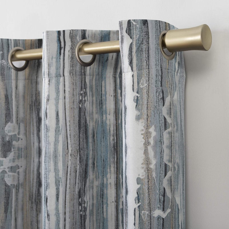 Sun Zero Artifact Abstract Painting Blackout Grommet Curtain Panel, 40" x 84", Blue - Image 2